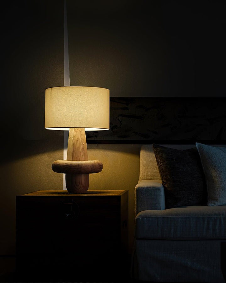 Natural Wood & Fabric Table Lamp – Warm Ambient Glow