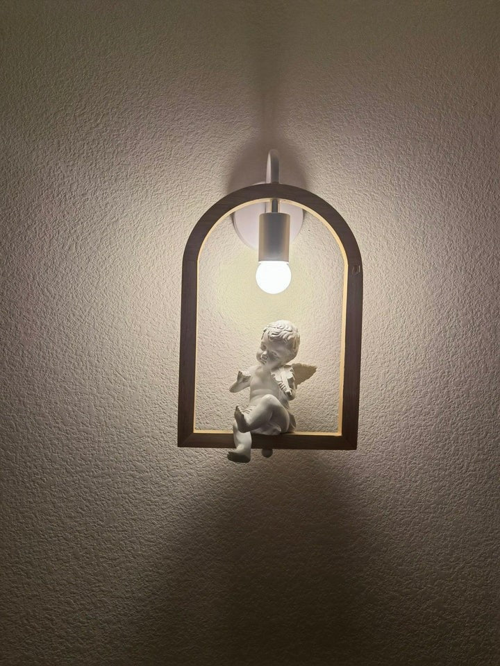 Oak Wood & Resin Bird Wall Light Sconce