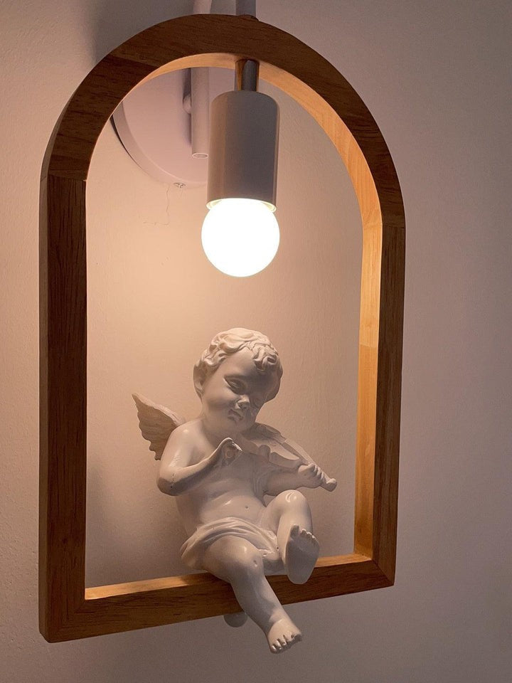 Oak Wood & Resin Bird Wall Light Sconce