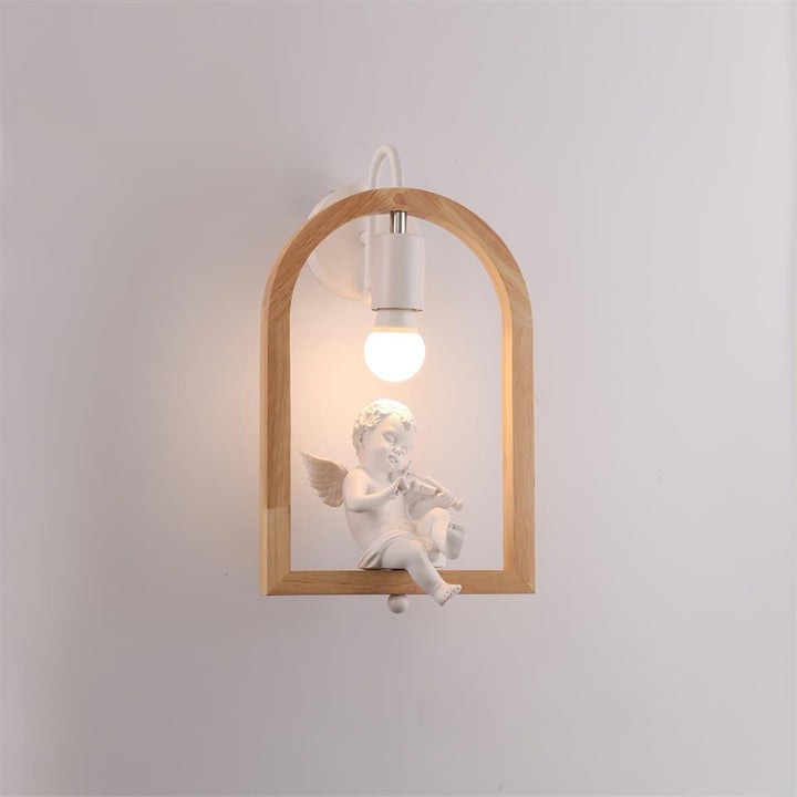 Oak Wood & Resin Bird Wall Light Sconce