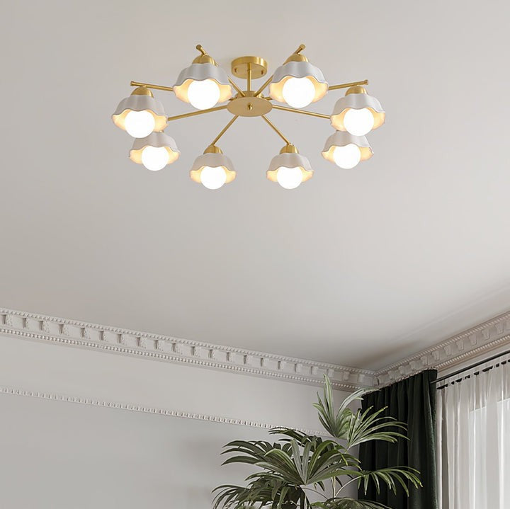 Organic Floral Glass Shade Chandelier