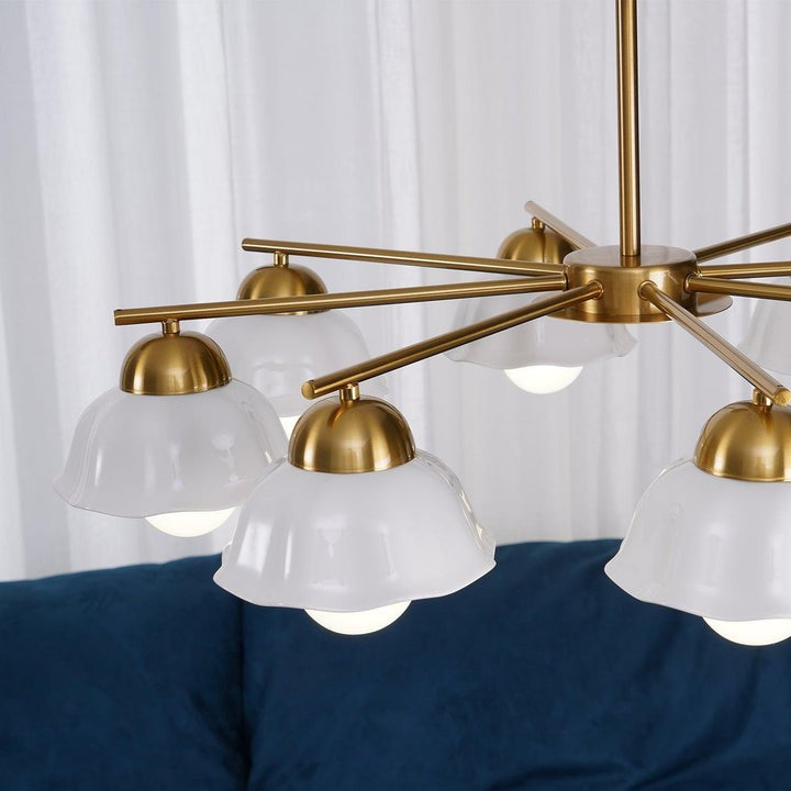 Organic Floral Glass Shade Chandelier