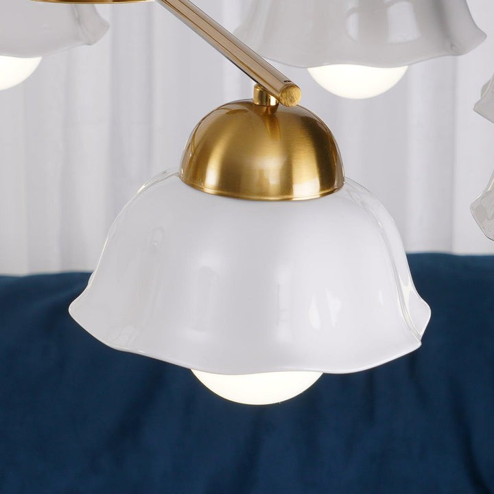 Organic Floral Glass Shade Chandelier