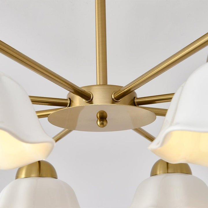 Organic Floral Glass Shade Chandelier