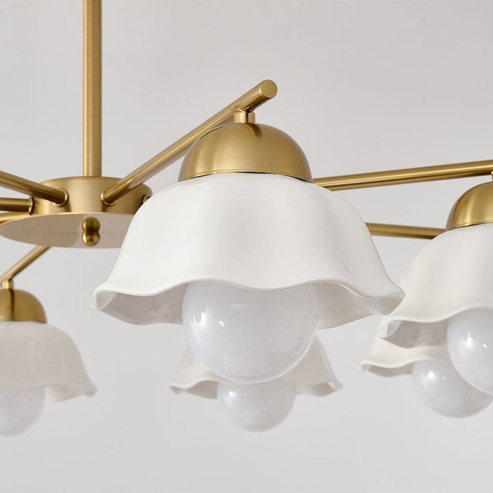 Organic Floral Glass Shade Chandelier