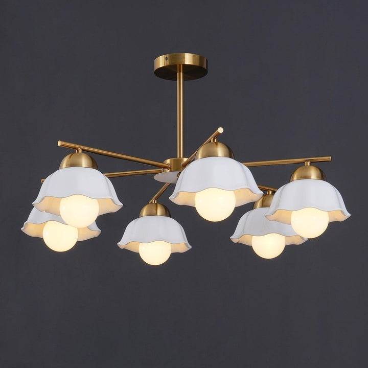 Organic Floral Glass Shade Chandelier