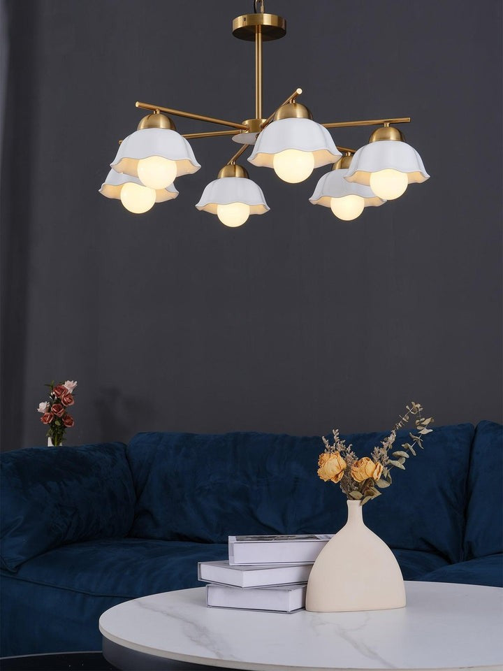 Organic Floral Glass Shade Chandelier