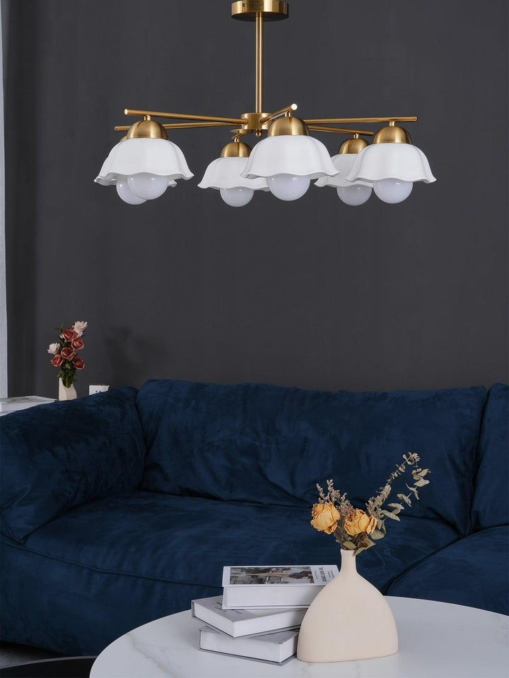 Organic Floral Glass Shade Chandelier