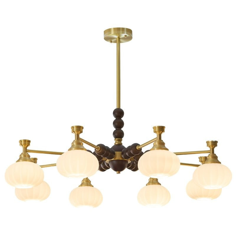Organic Iron, Wood & Glass Orb Chandelier