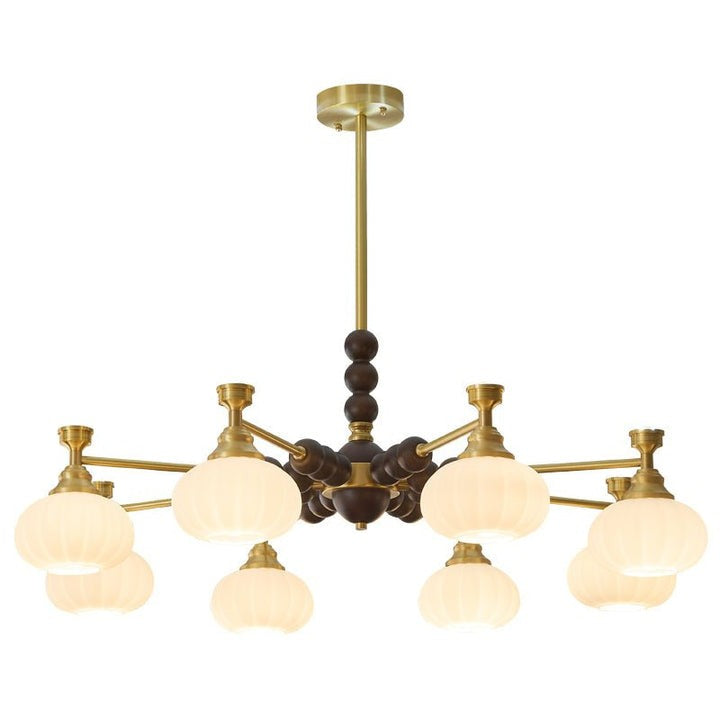 Organic Iron, Wood & Glass Orb Chandelier