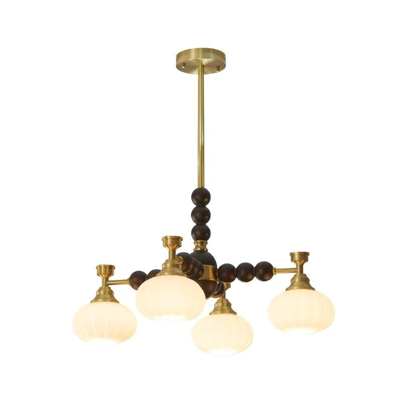 Organic Iron, Wood & Glass Orb Chandelier