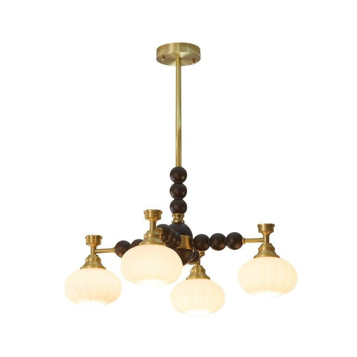 Organic Iron, Wood & Glass Orb Chandelier