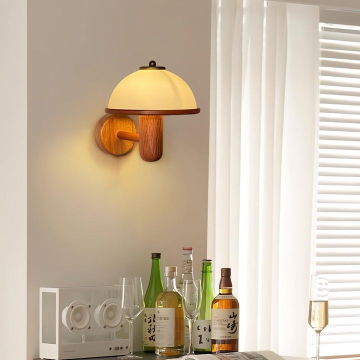 Organic Oak Mushroom Wall Lamp