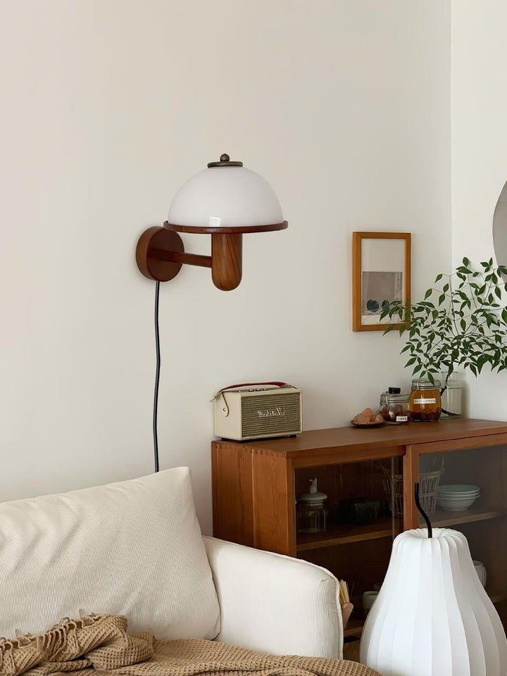 Organic Oak Mushroom Wall Lamp