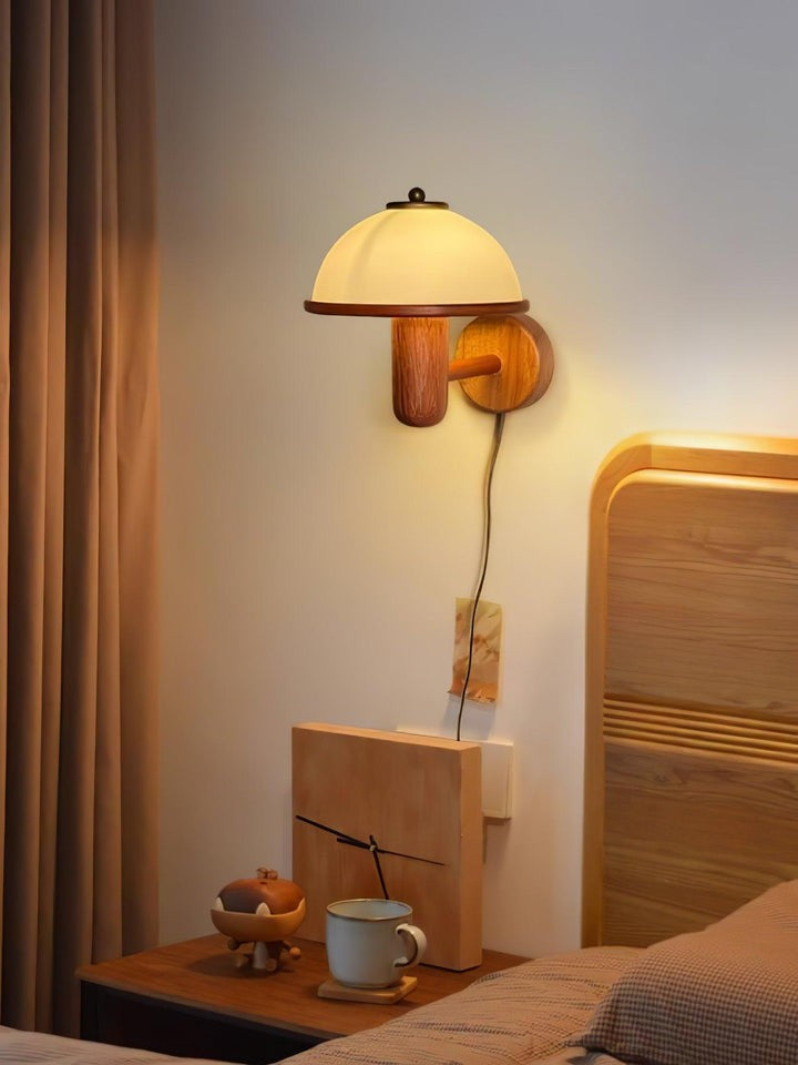 Organic Oak Mushroom Wall Lamp