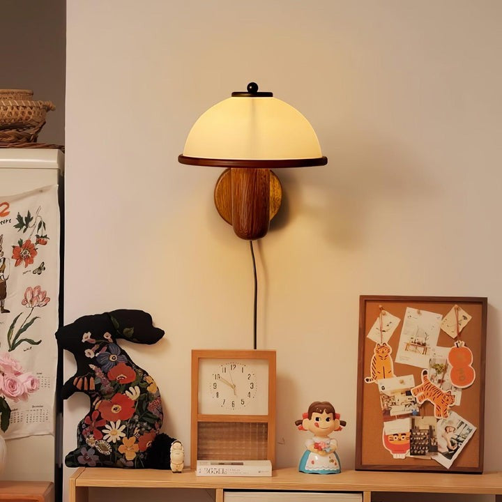 Organic Oak Mushroom Wall Lamp