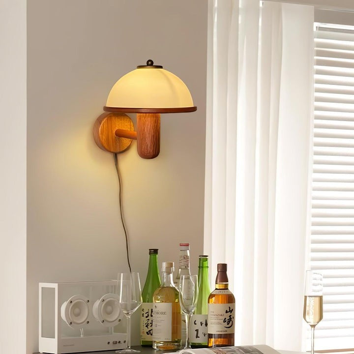 Organic Oak Mushroom Wall Lamp