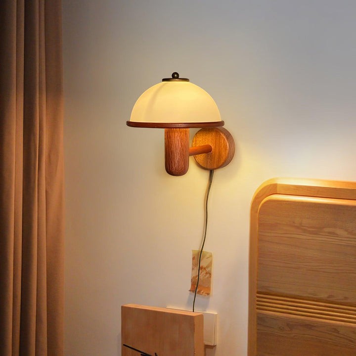 Organic Oak Mushroom Wall Lamp