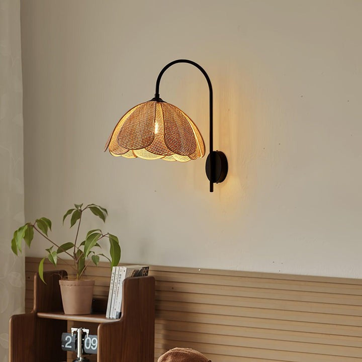 Organic Rattan Petal Wall Sconce - LED Ambient Lighting