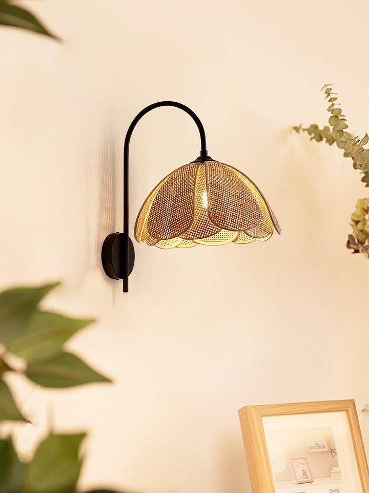 Organic Rattan Petal Wall Sconce - LED Ambient Lighting