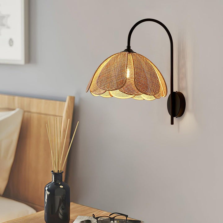 Organic Rattan Petal Wall Sconce - LED Ambient Lighting