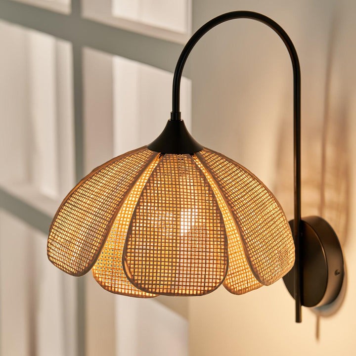 Organic Rattan Petal Wall Sconce - LED Ambient Lighting