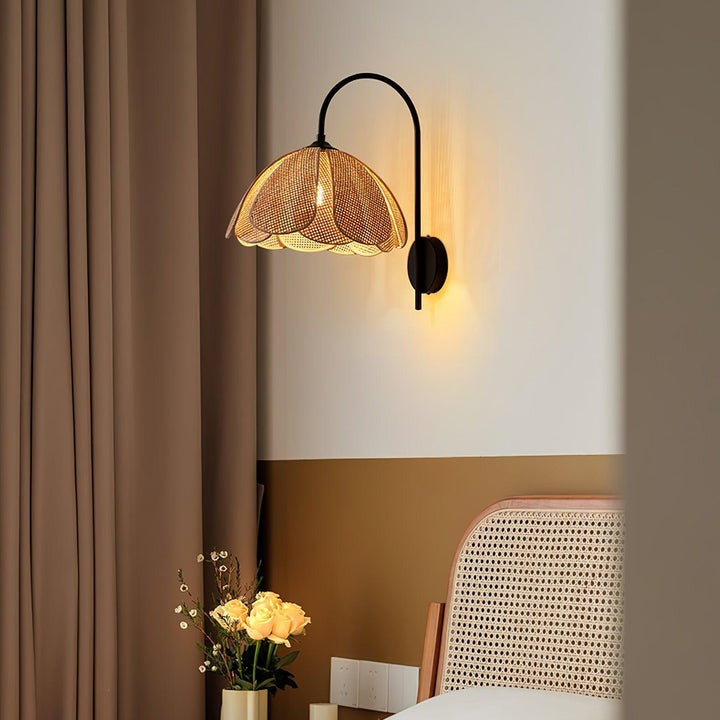 Organic Rattan Petal Wall Sconce - LED Ambient Lighting