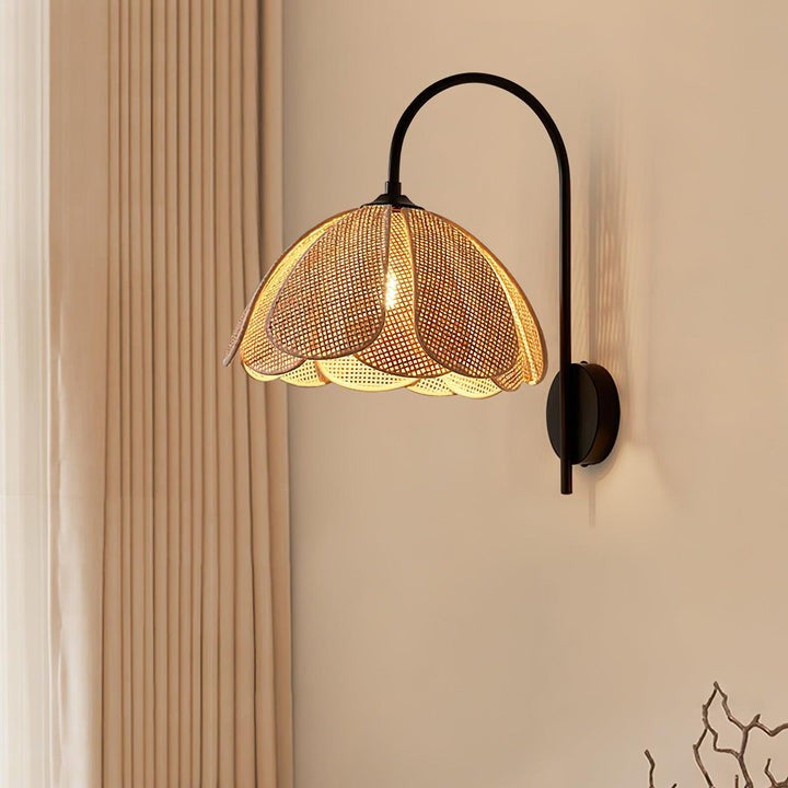 Organic Rattan Petal Wall Sconce - LED Ambient Lighting