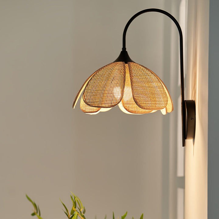Organic Rattan Petal Wall Sconce - LED Ambient Lighting