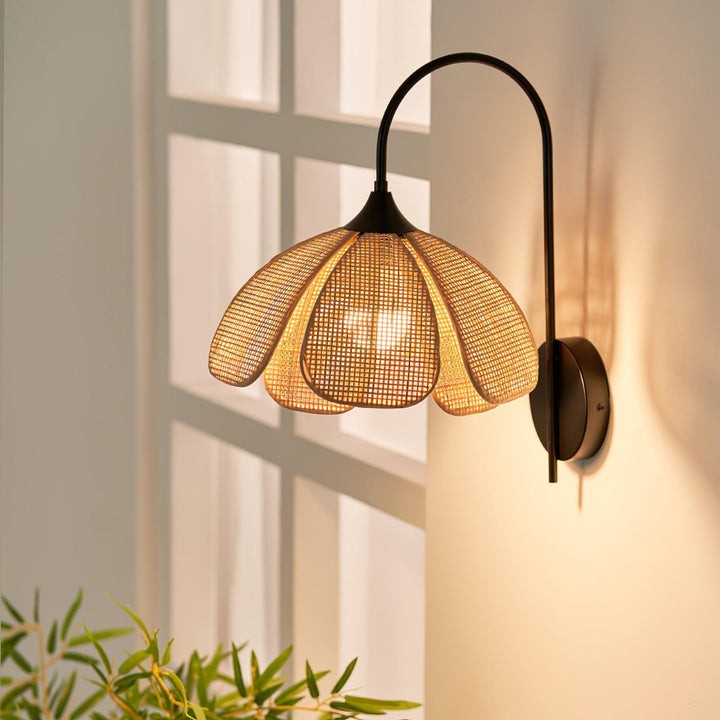 Organic Rattan Petal Wall Sconce - LED Ambient Lighting