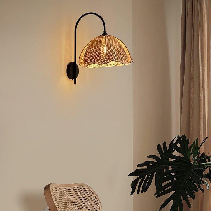 Organic Rattan Petal Wall Sconce - LED Ambient Lighting