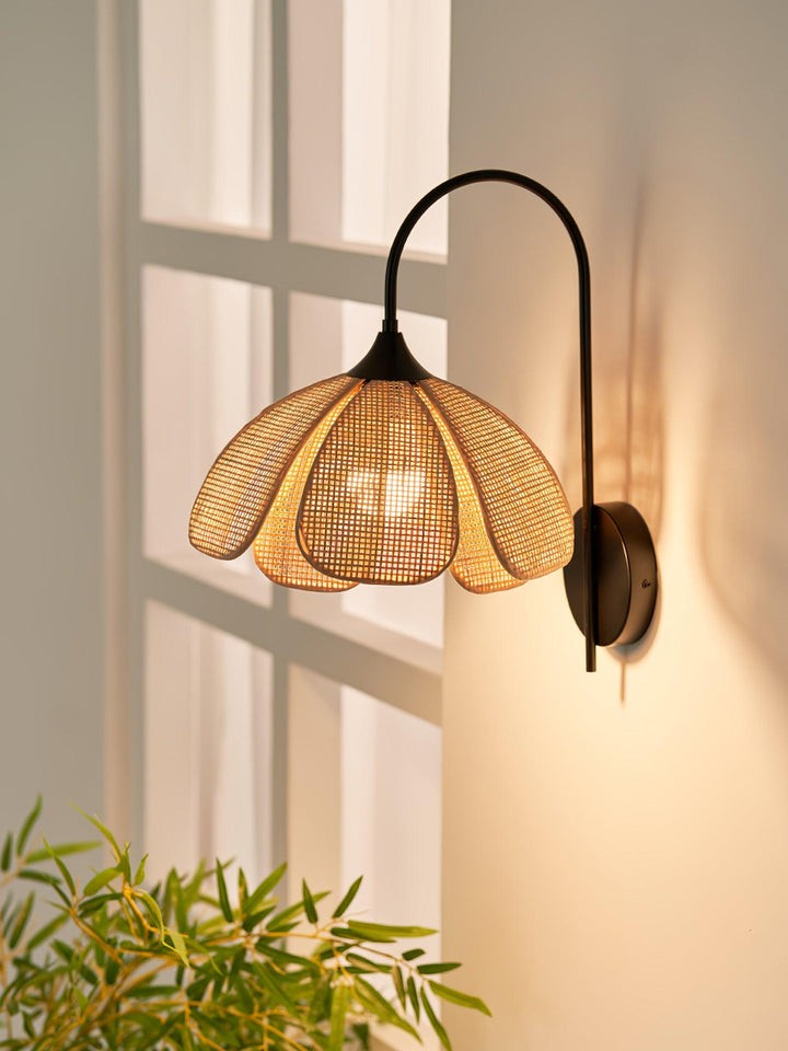 Organic Rattan Petal Wall Sconce - LED Ambient Lighting