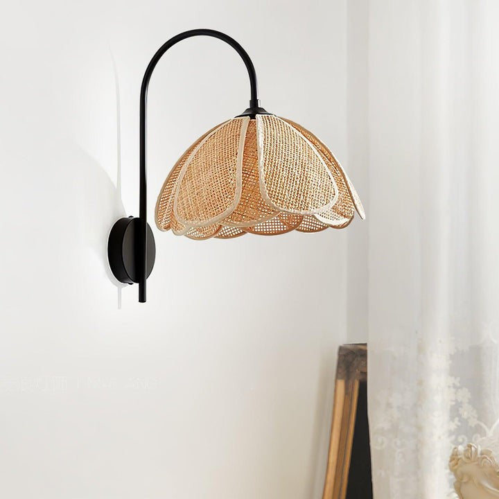 Organic Rattan Petal Wall Sconce - LED Ambient Lighting