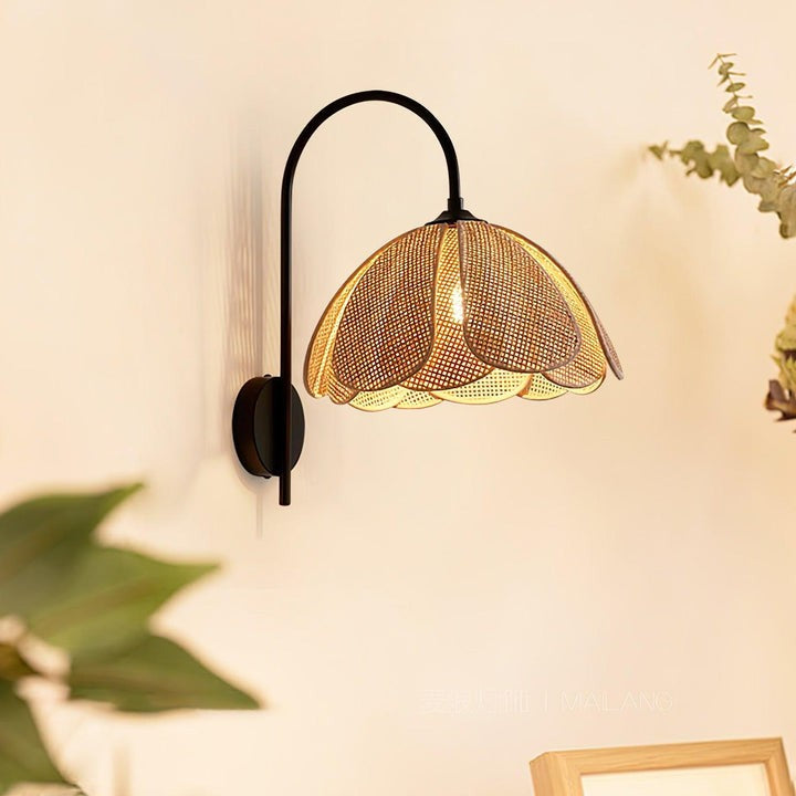 Organic Rattan Petal Wall Sconce - LED Ambient Lighting