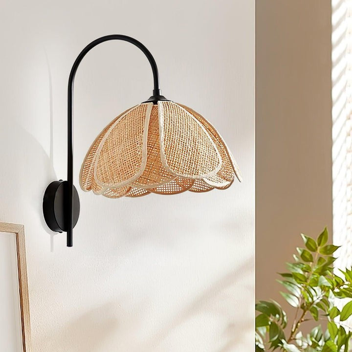 Organic Rattan Petal Wall Sconce - LED Ambient Lighting