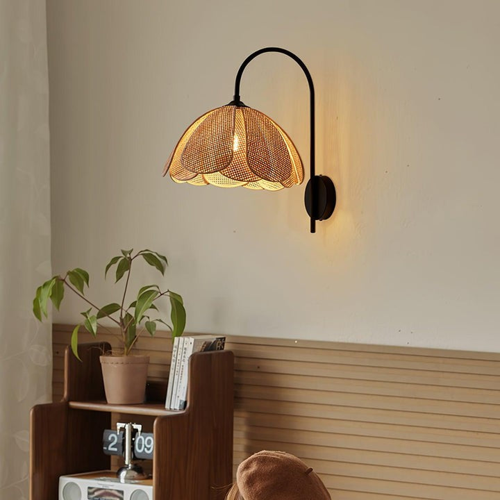 Organic Rattan Petal Wall Sconce - LED Ambient Lighting