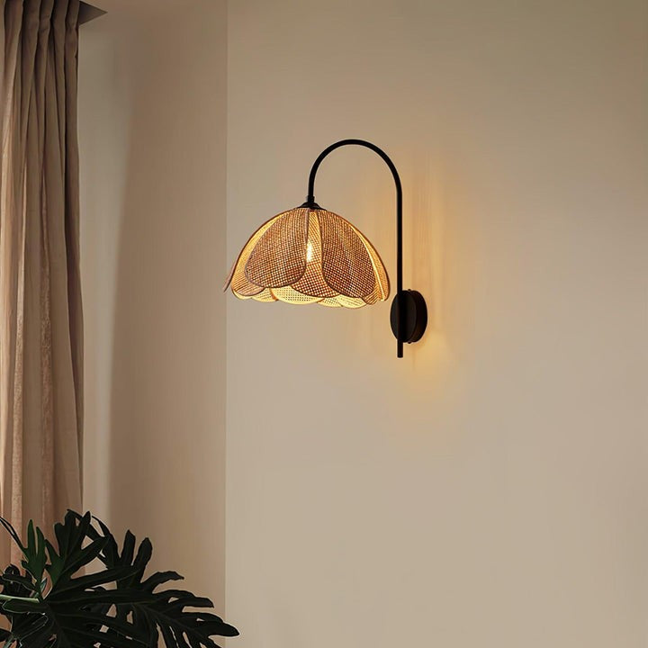 Organic Rattan Petal Wall Sconce - LED Ambient Lighting