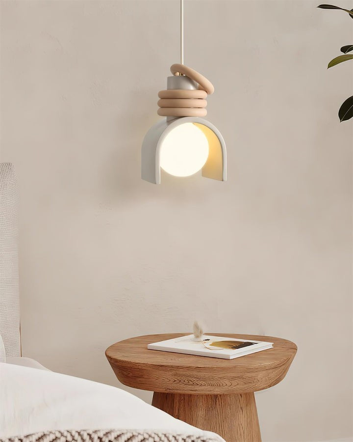 Organic Resin & Opal Glass Pendant Light