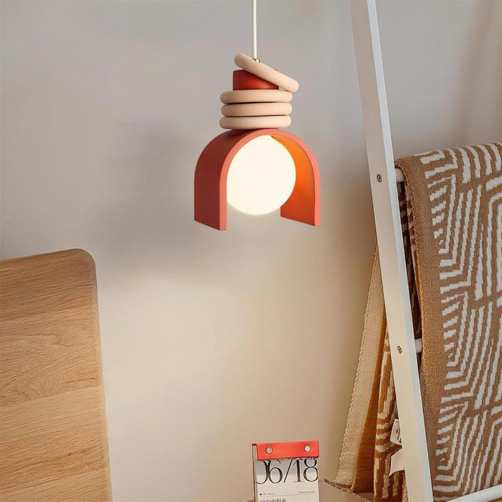 Organic Resin & Opal Glass Pendant Light