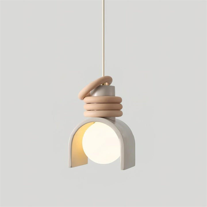 Organic Resin & Opal Glass Pendant Light