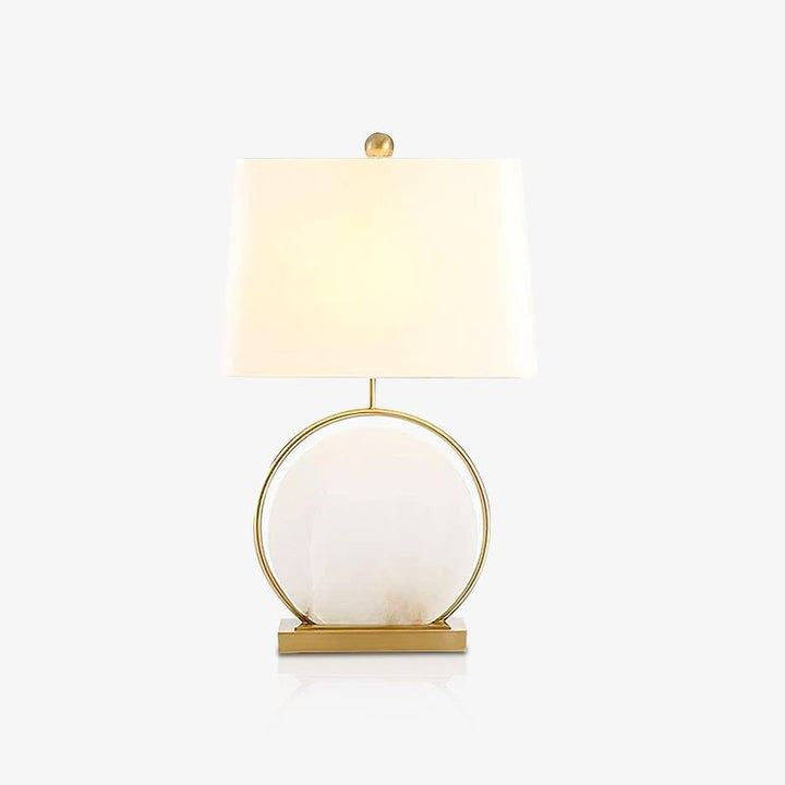 Oval White Marble Table Lamp with Gold Finish