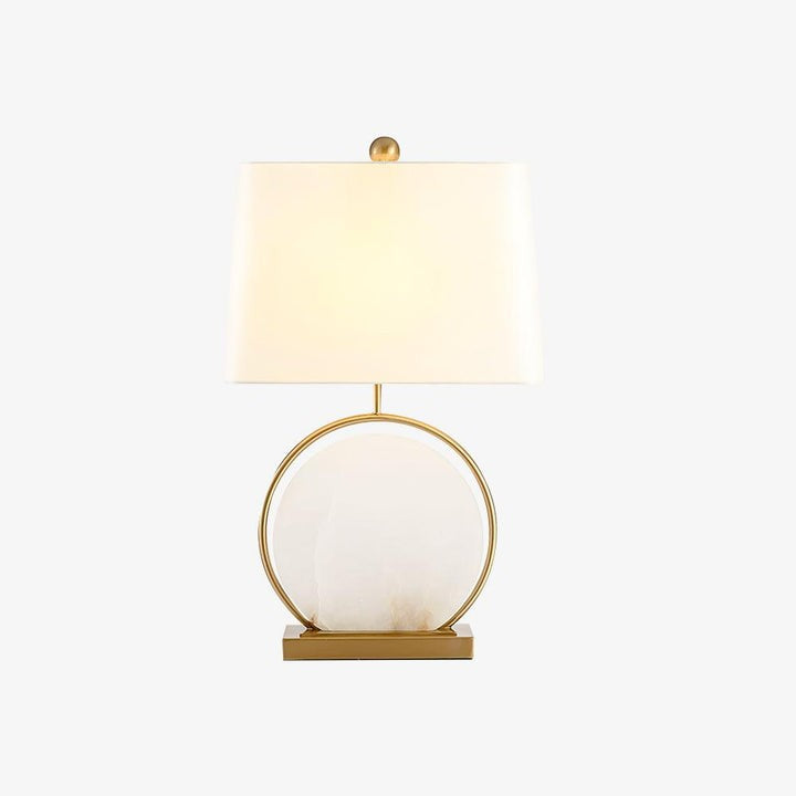 Oval White Marble Table Lamp with Gold Finish