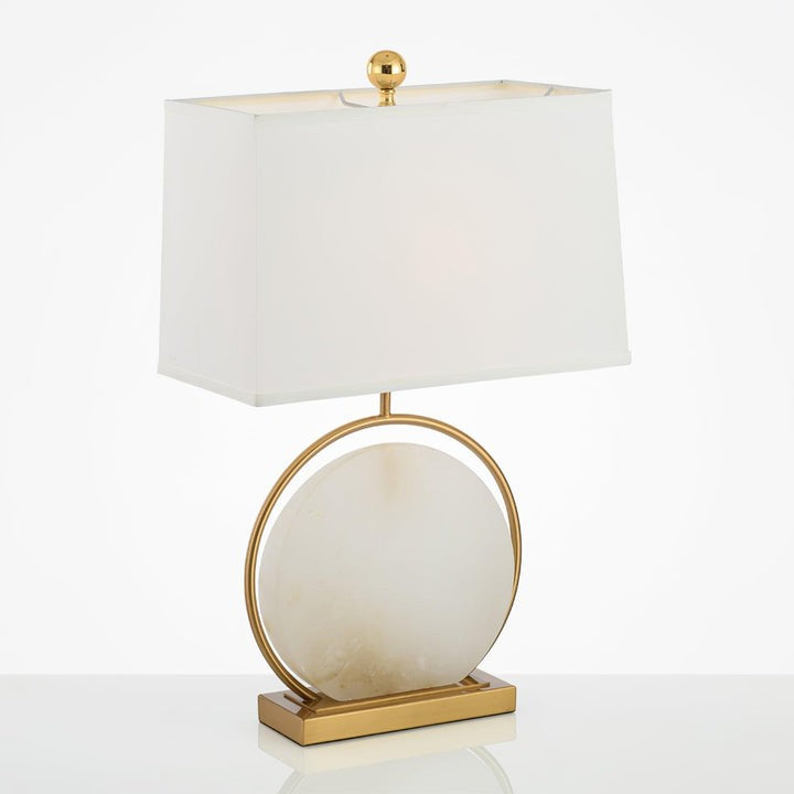 Oval White Marble Table Lamp with Gold Finish