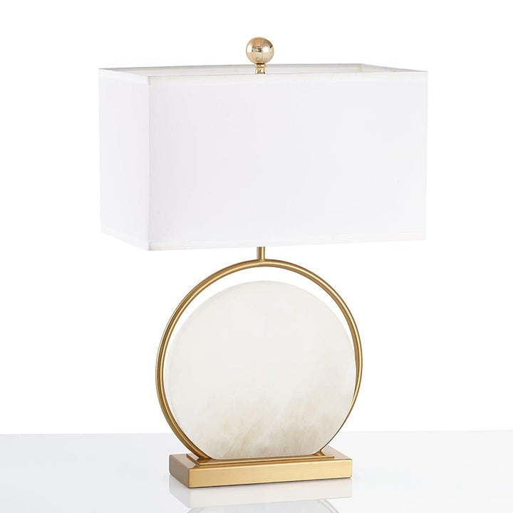 Oval White Marble Table Lamp with Gold Finish