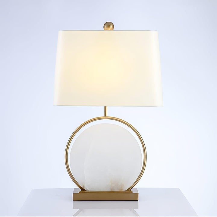 Oval White Marble Table Lamp with Gold Finish