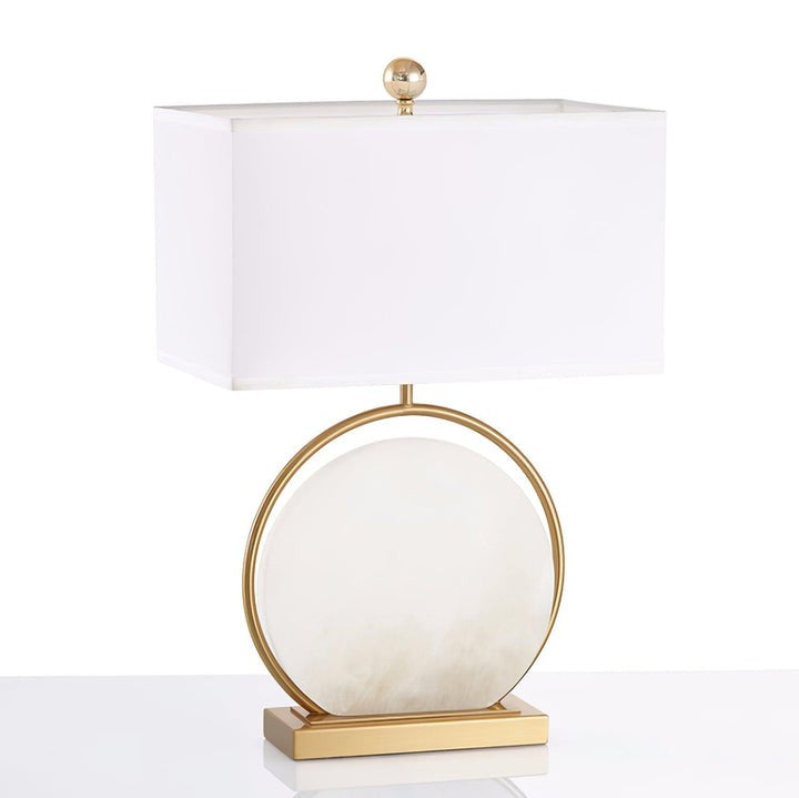 Oval White Marble Table Lamp with Gold Finish