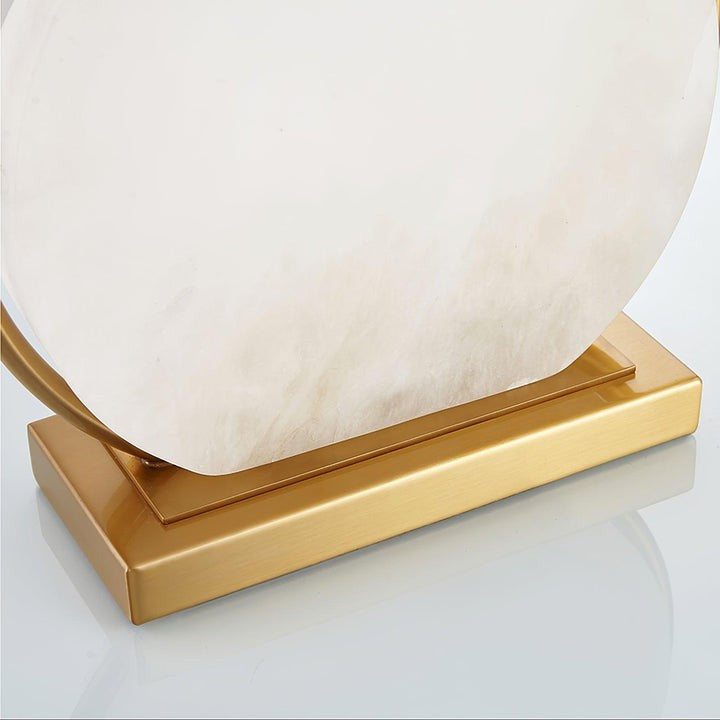 Oval White Marble Table Lamp with Gold Finish