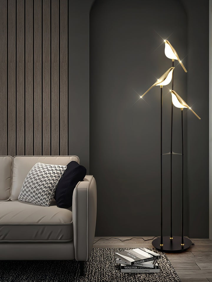 Perch LED Floor Lamp with Magpie Silhouette