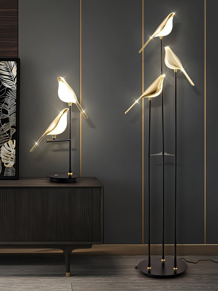 Perch LED Floor Lamp with Magpie Silhouette