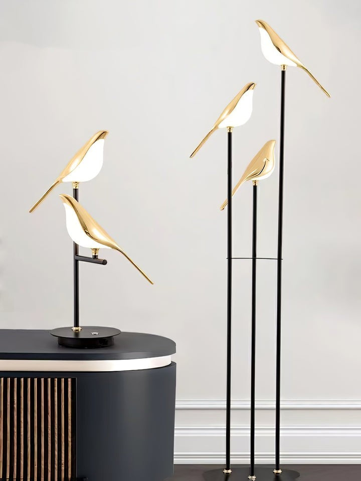 Perch LED Floor Lamp with Magpie Silhouette